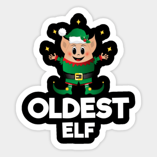 Christmas Elf Costume Squad Merry Xmas Funny Cute Oldest Elf Sticker